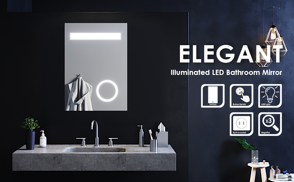 ELEGANT 500 X 700 mm Rectangle Mirror Back-lit LED Illuminated Bathroom ...
